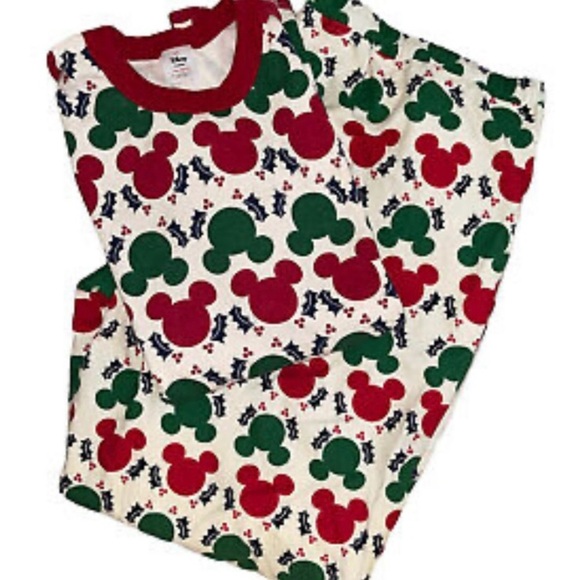 Hannah Andersson Disney Pajamas - Red and Green Mickey Mouse Design XS adult - Picture 1 of 3